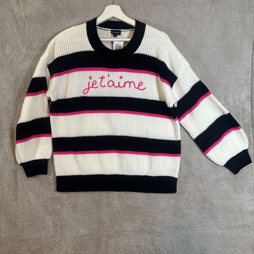 Torrid Women's  Je T'aime Pullover Sweater Women’s Size 00 M/L 10 Plus Size